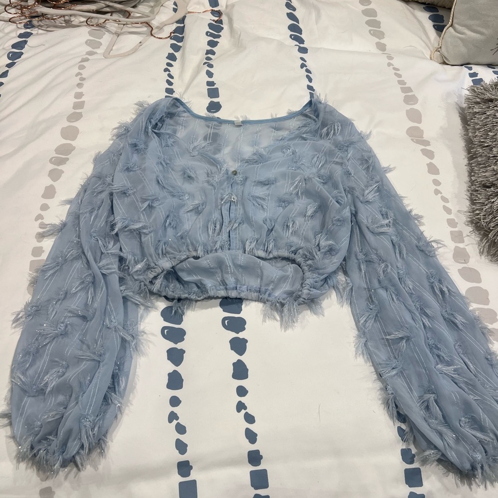 Elegant Blue Sheer Women's Top